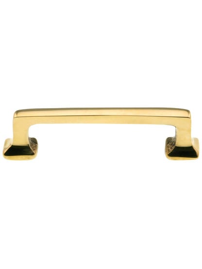 Small Mission Style Handle - 2 inch Center to Center in Unlacquered Brass.
